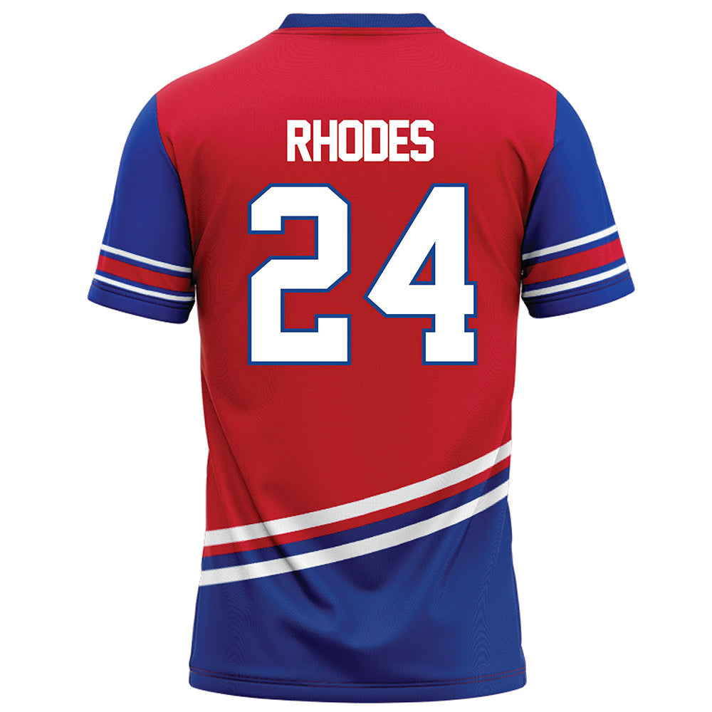 SMU - NCAA Football : Link Rhodes - Red Football Jersey-1