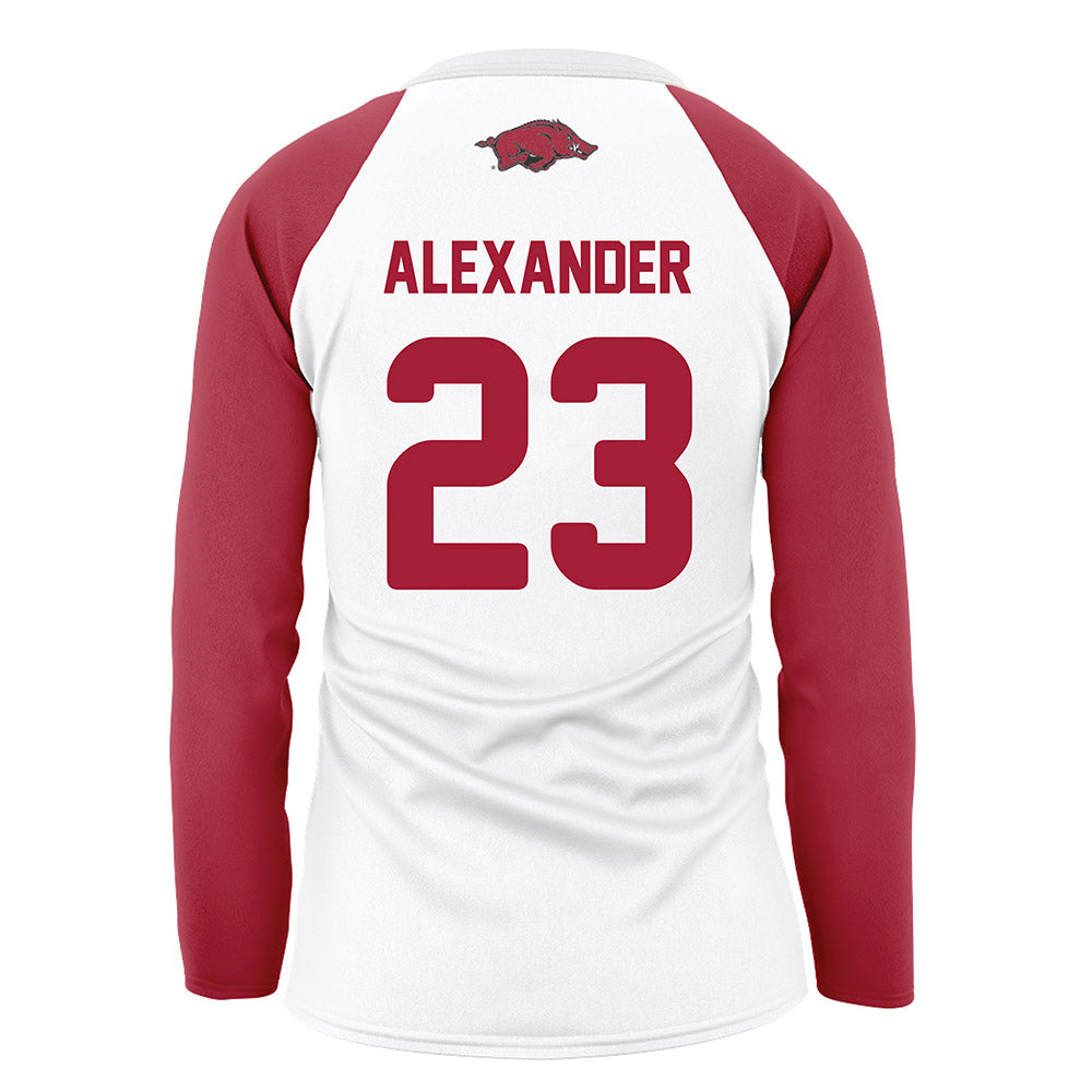 Arkansas - NCAA Women's Volleyball : Aleki Alexander - White Volleyball Jersey