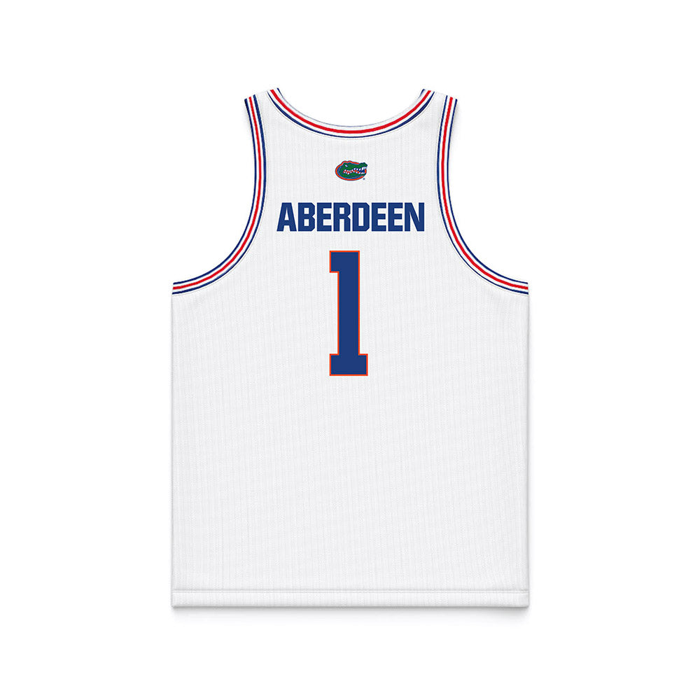 Florida - NCAA Men's Basketball : Denzel Aberdeen - White Basketball Jersey-1