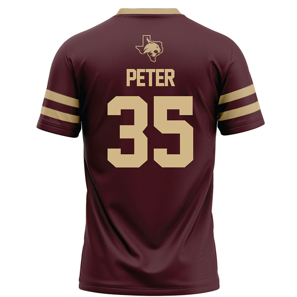 Texas State - NCAA Football : Emmanuel Peter - Maroon Football Jersey-1