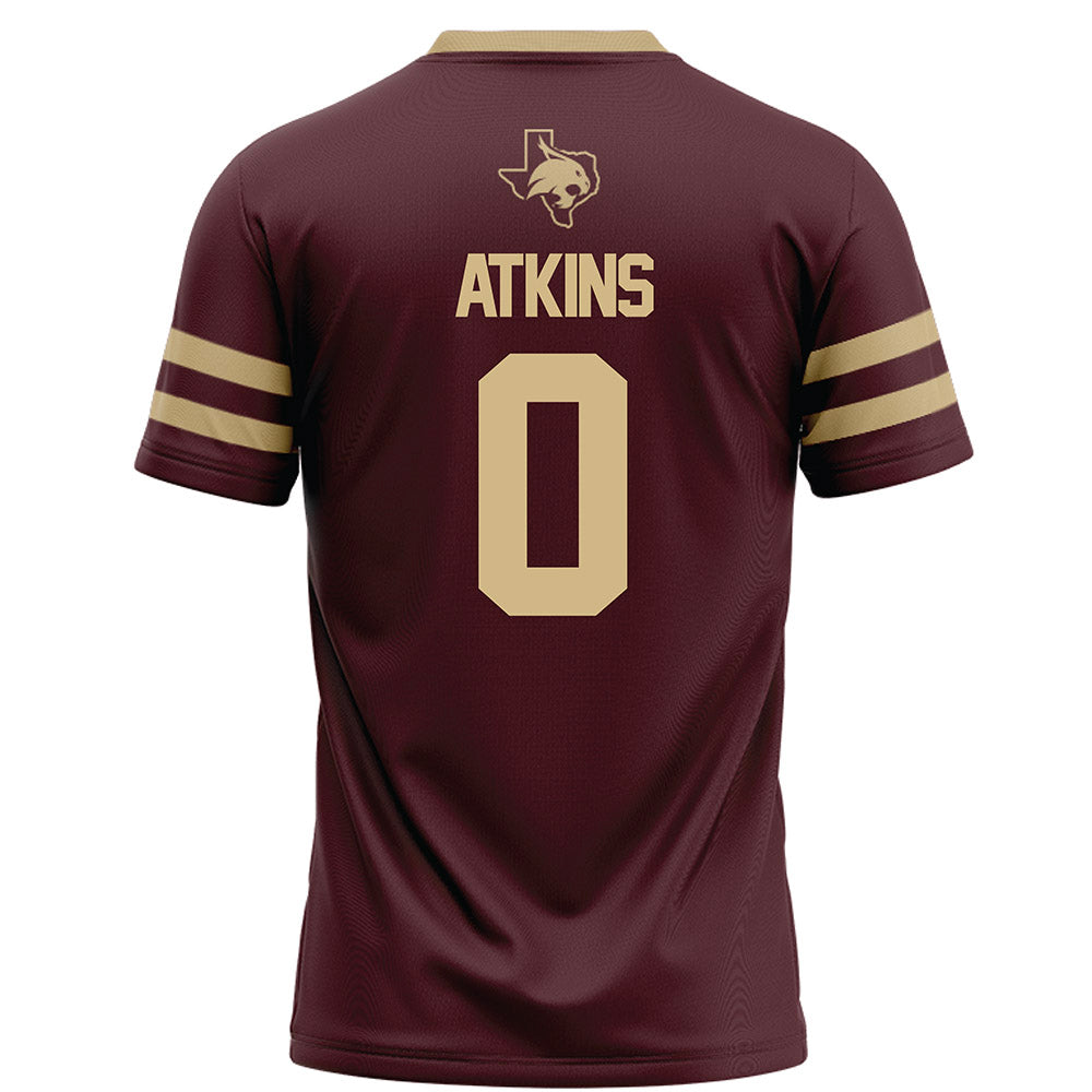 Texas State - NCAA Football : Taji Atkins - Maroon Football Jersey-1