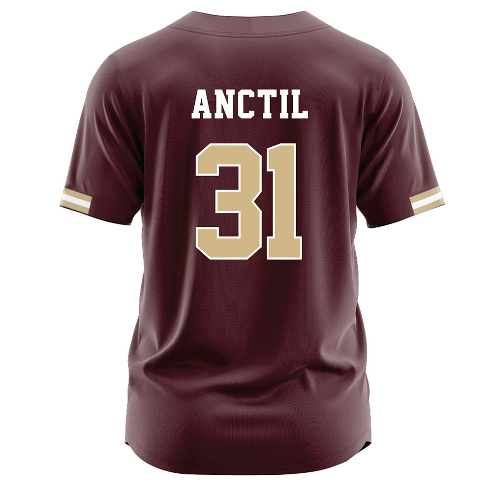 Texas State - NCAA Baseball : Justin Anctil - Maroon Jersey-1