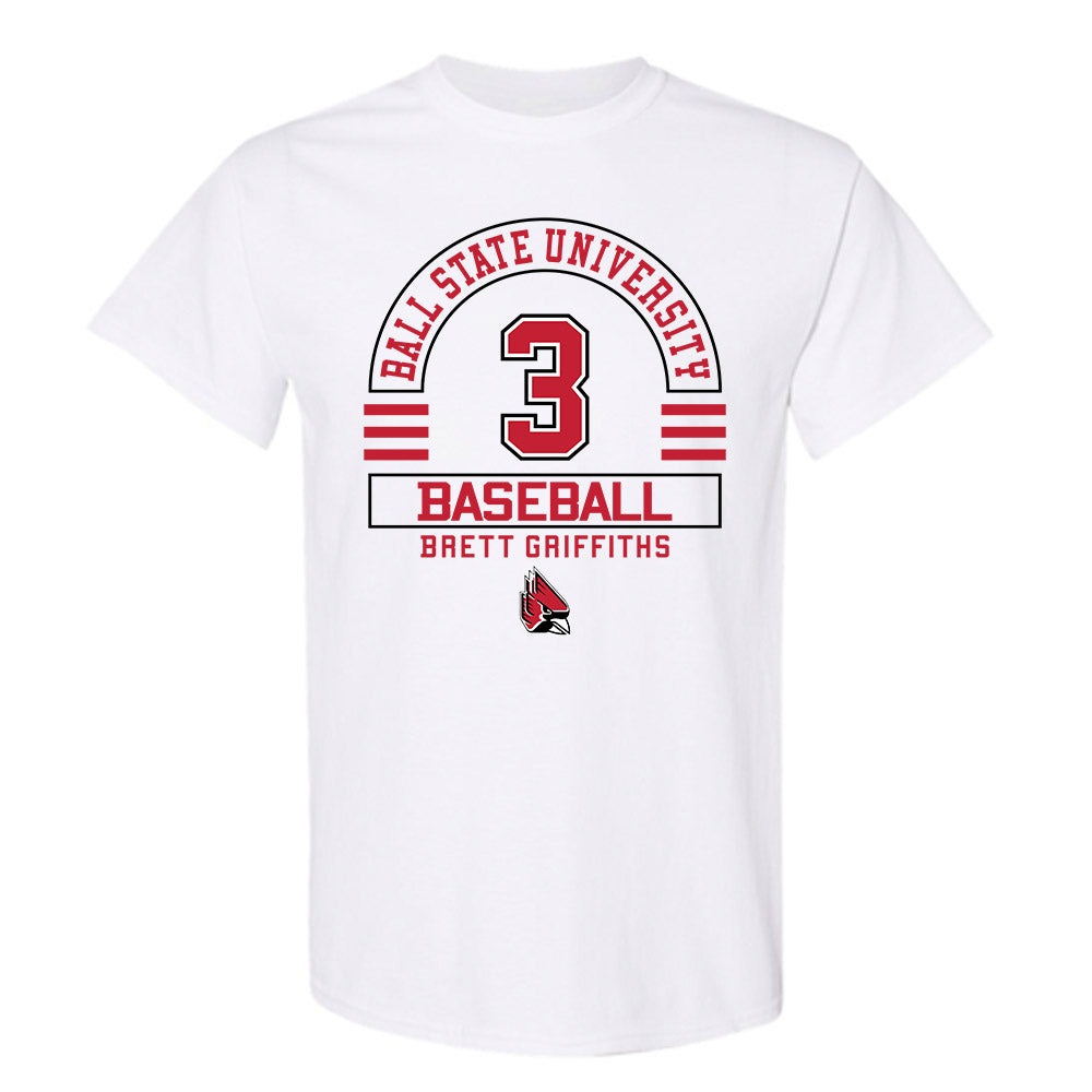 Ball State - NCAA Baseball : Brett Griffiths - Classic Fashion Shersey T-Shirt-0