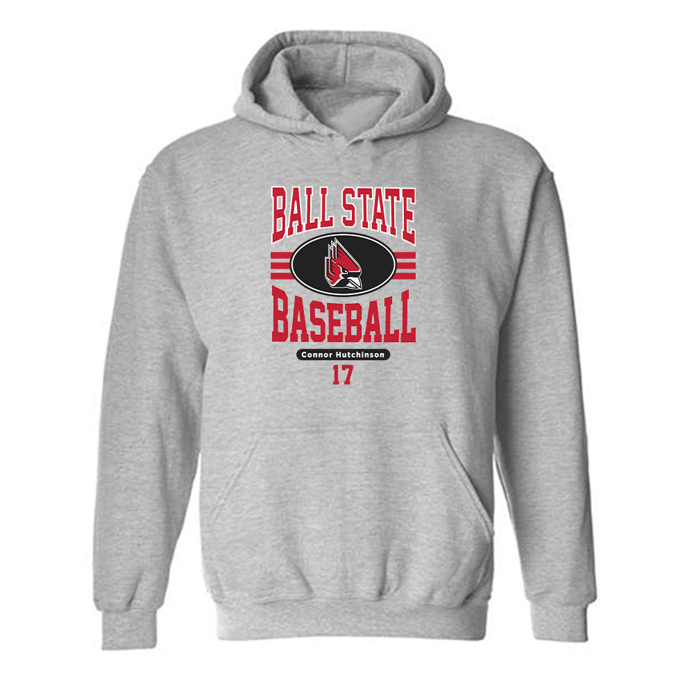 Ball State - NCAA Baseball : Connor Hutchinson - Classic Fashion Shersey Hooded Sweatshirt