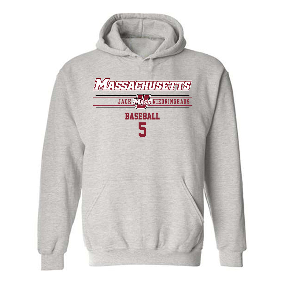 UMass - NCAA Baseball : Jack Niedringhaus - Classic Fashion Shersey Hooded Sweatshirt-0