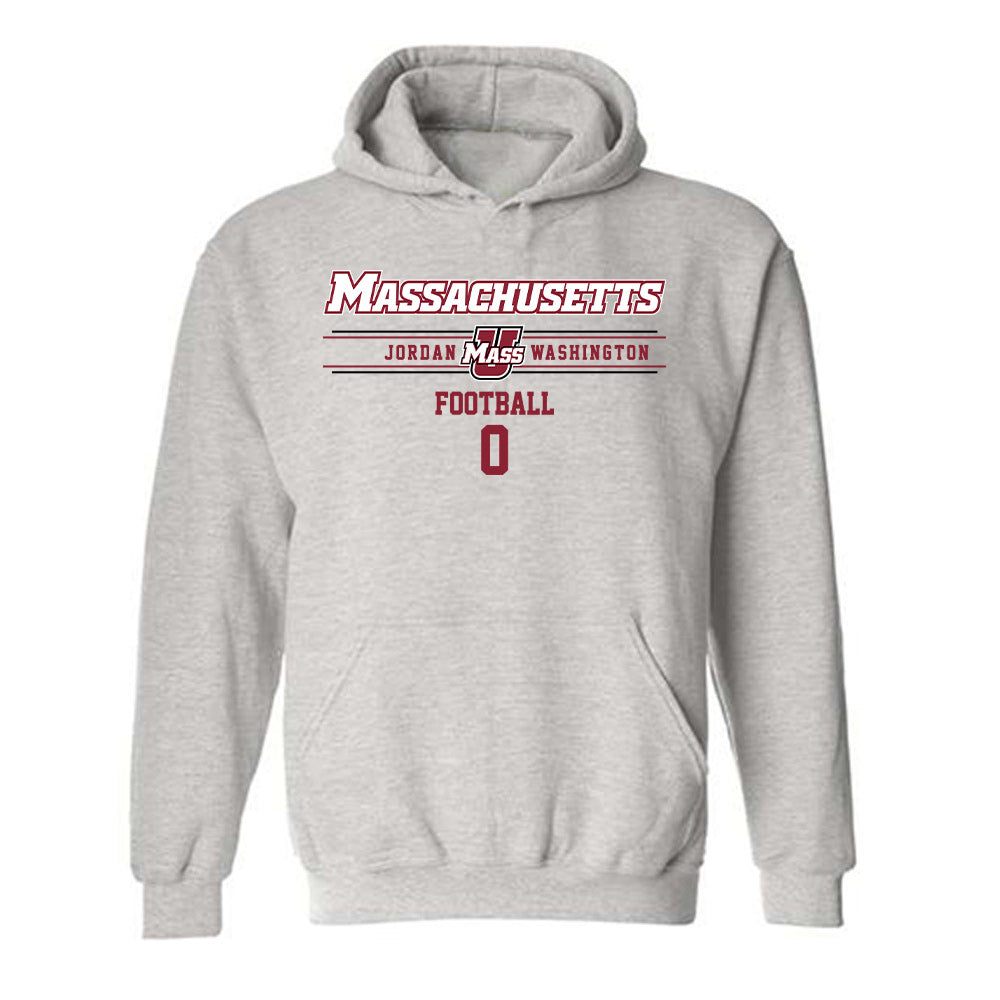 UMass - NCAA Football : Jordan Washington - Classic Fashion Shersey Hooded Sweatshirt-0