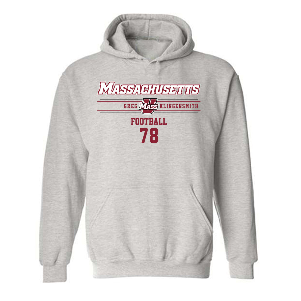 UMass - NCAA Football : Greg Klingensmith - Classic Fashion Shersey Hooded Sweatshirt-0