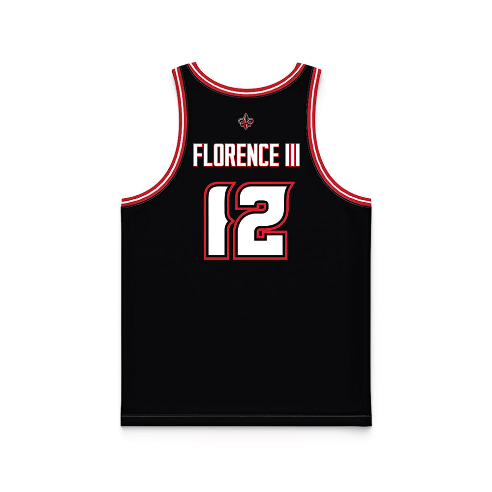 Louisiana - NCAA Men's Basketball : Derrick Florence III - Black Basketball Jersey-1
