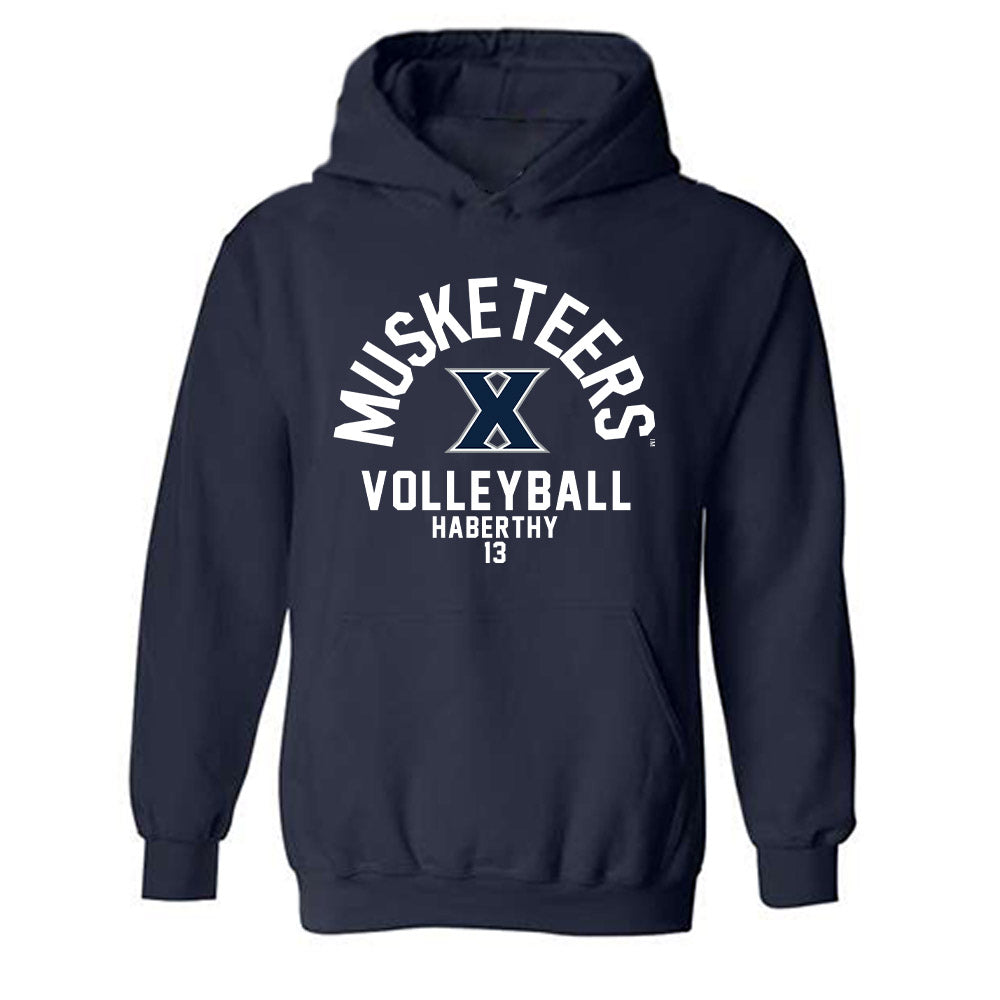 Xavier - NCAA Women's Volleyball : Addie Haberthy - Fashion Shersey Hooded Sweatshirt-0