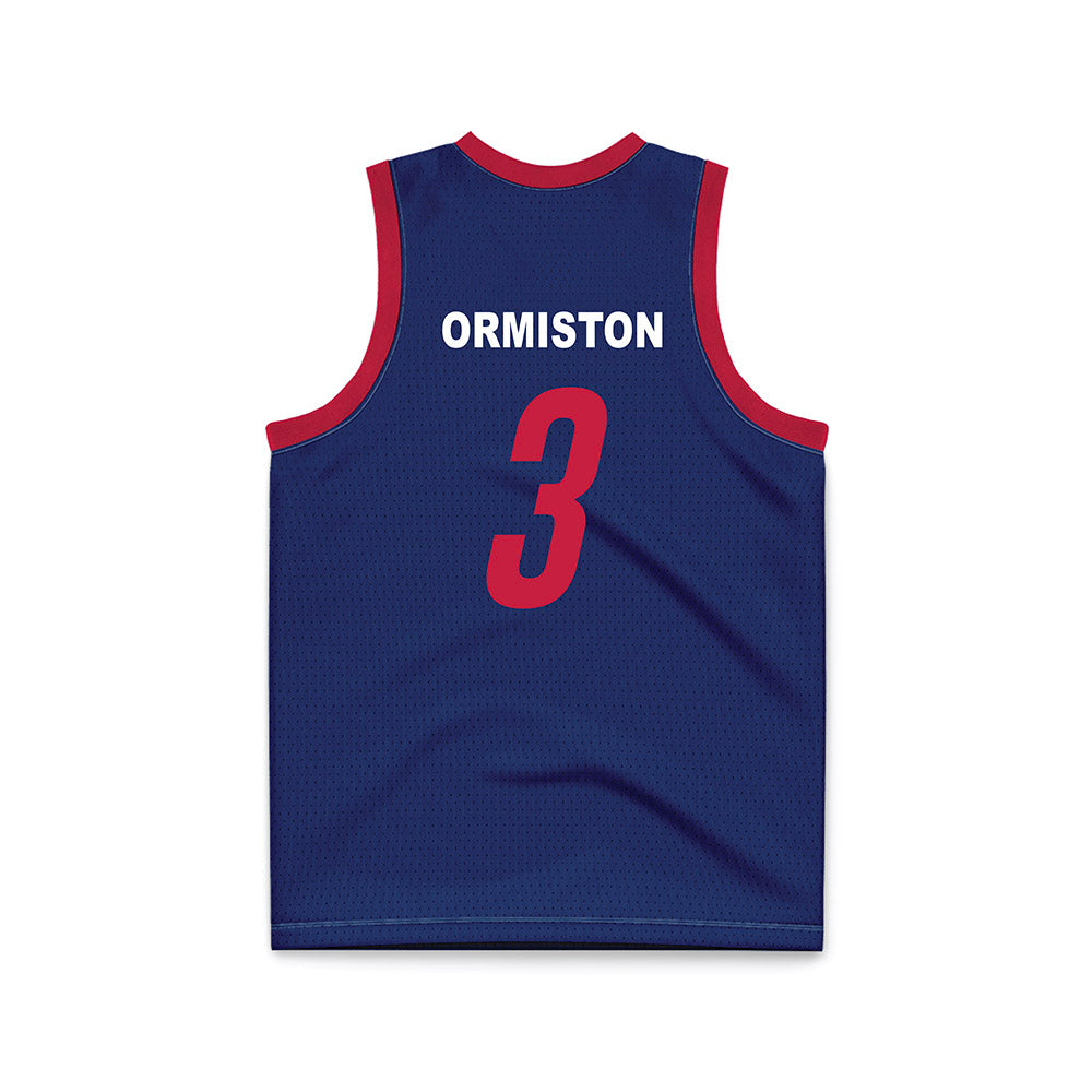 South Alabama - NCAA Men's Basketball : Elijah Ormiston - Blue Basketball Jersey-1