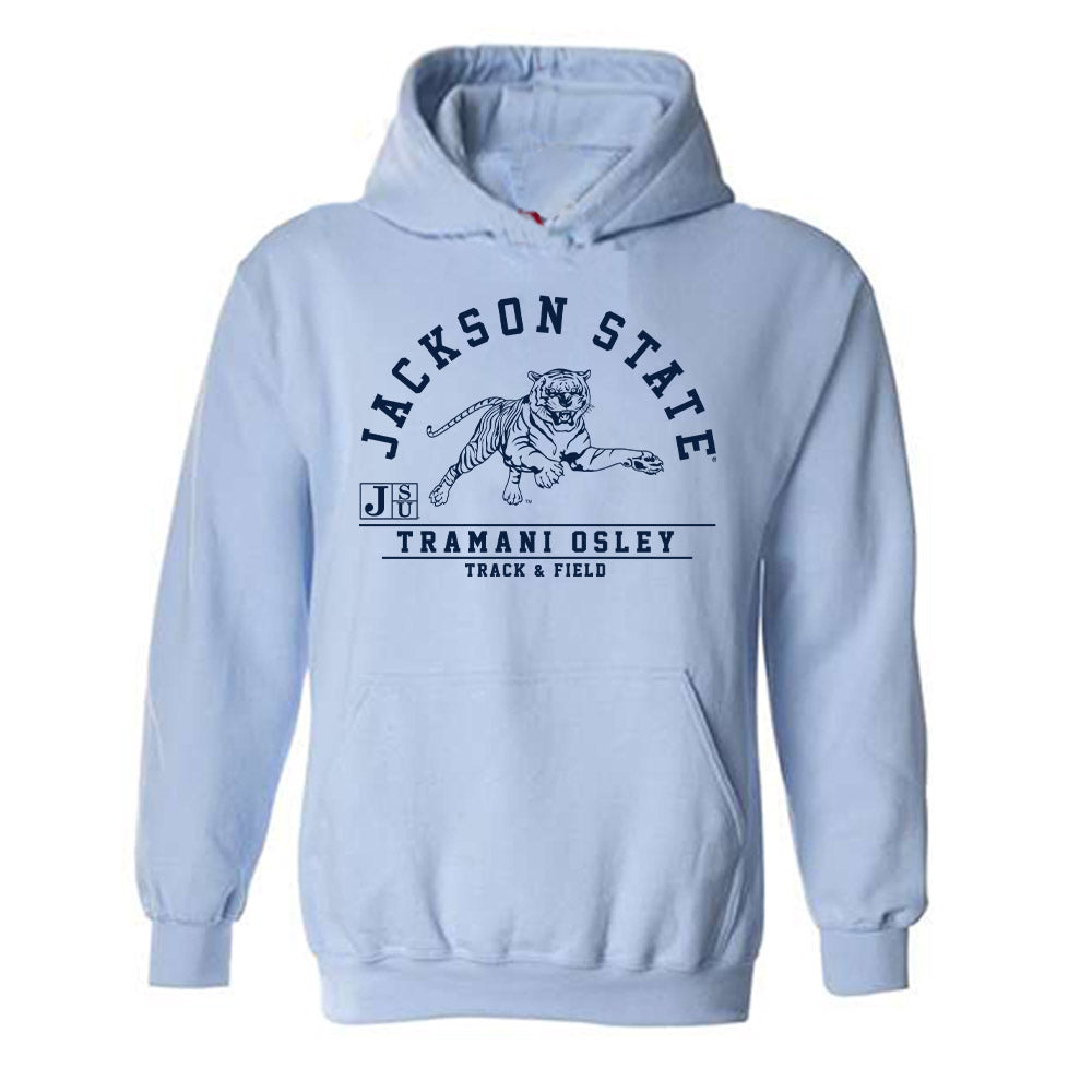 Jackson State - NCAA Women's Track & Field : Tramani Osley - Classic Fashion Shersey Hooded Sweatshirt-0