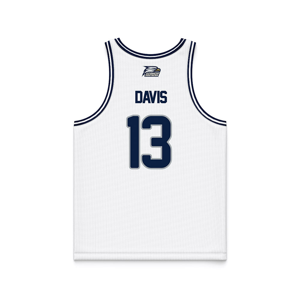 Georgia Southern - NCAA Men's Basketball : Jeromy Davis - White Basketball Jersey-1