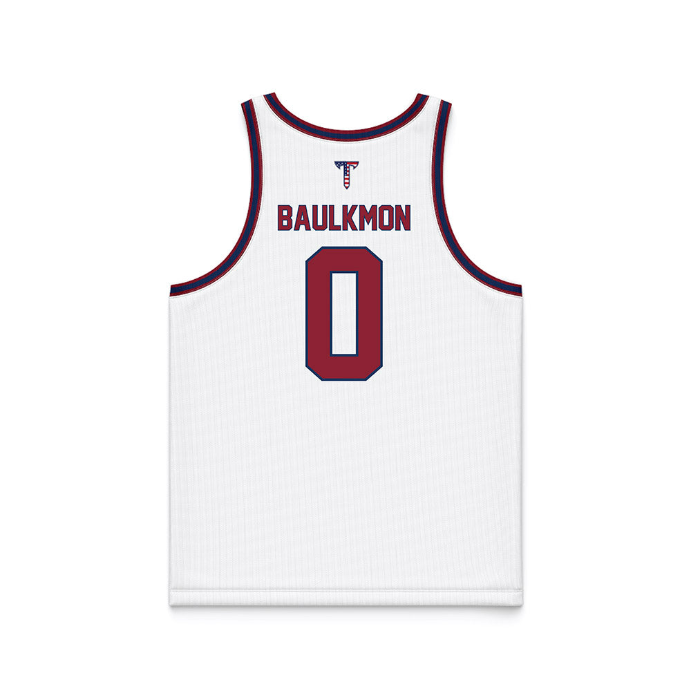 Troy - NCAA Women's Basketball : Kareem Baulkmon - White Patriotic Basketball Jersey-1
