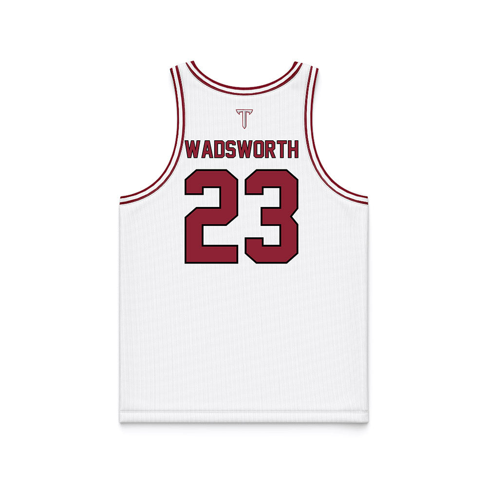 Troy - NCAA Men's Basketball : Tucker Wadsworth - White Basketball Jersey-1