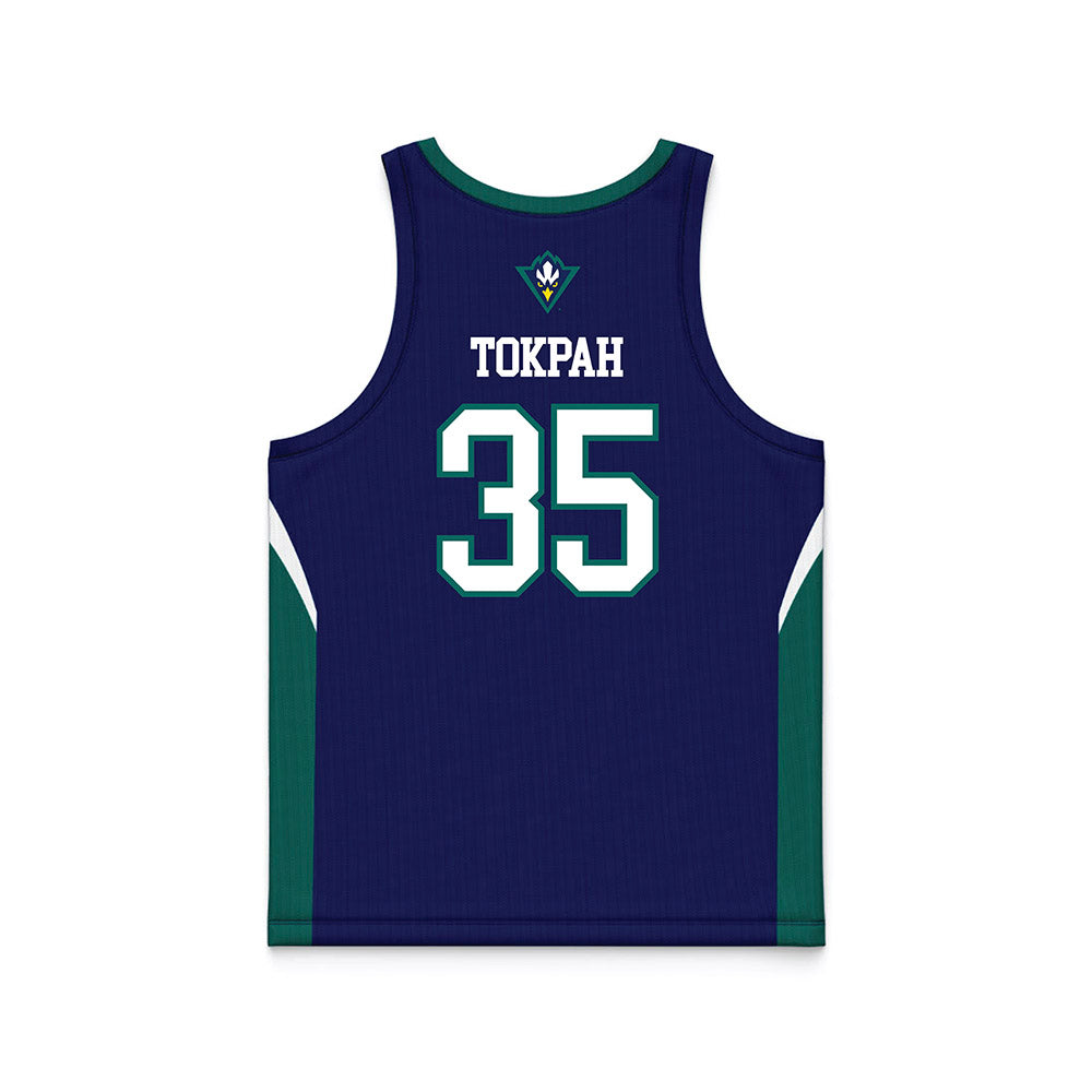 UNC Wilmington - NCAA Men's Basketball : Adam Tokpah - Navy Basketball Jersey-1
