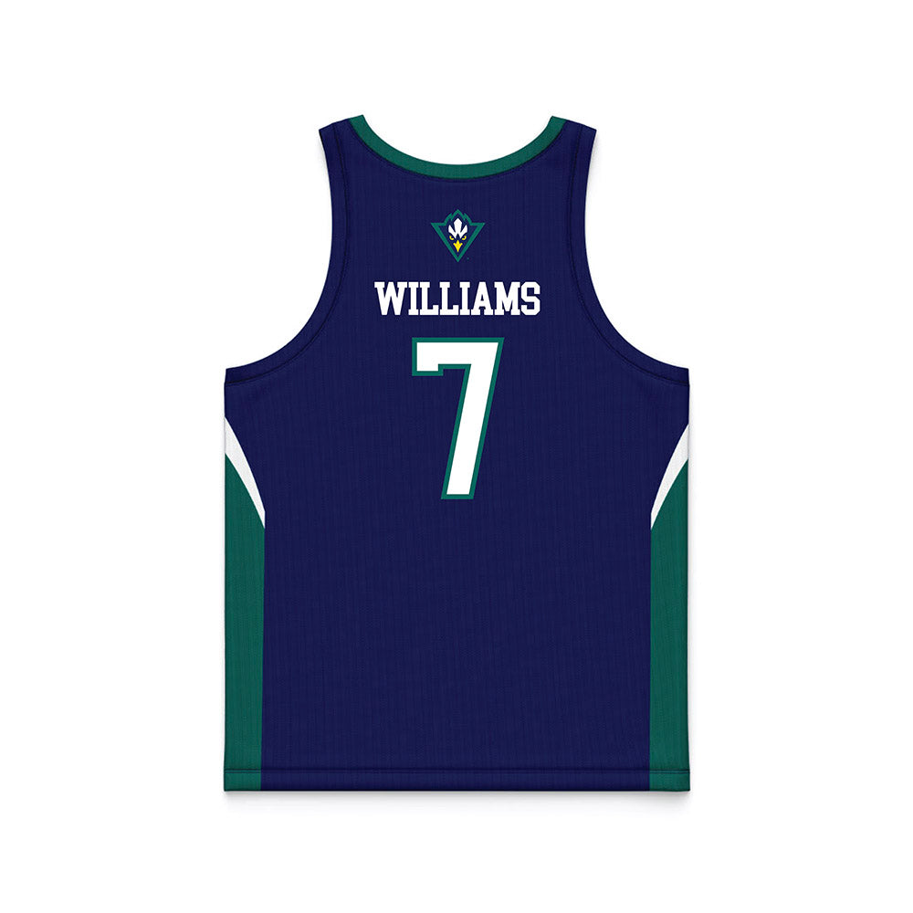 UNC Wilmington - NCAA Men's Basketball : Greedy Williams - Navy Basketball Jersey-1