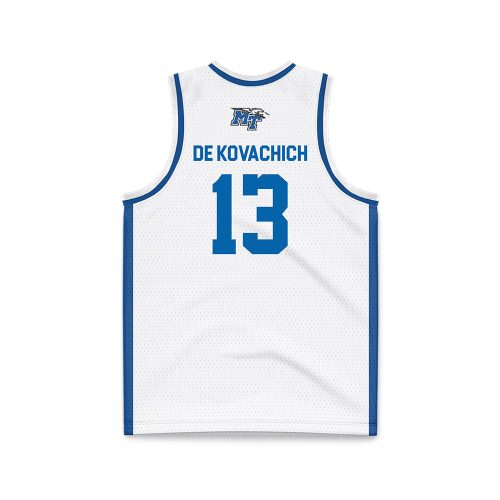MTSU - NCAA Men's Basketball : Kevin De Kovachich - White Basketball Jersey-1