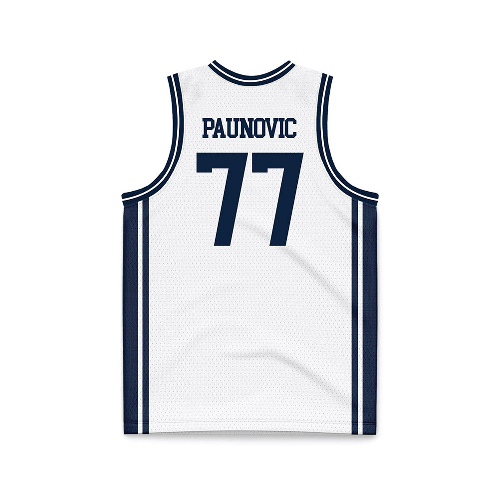 UConn - NCAA Men's Basketball : Uros Paunovic - White Basketball Jersey-1