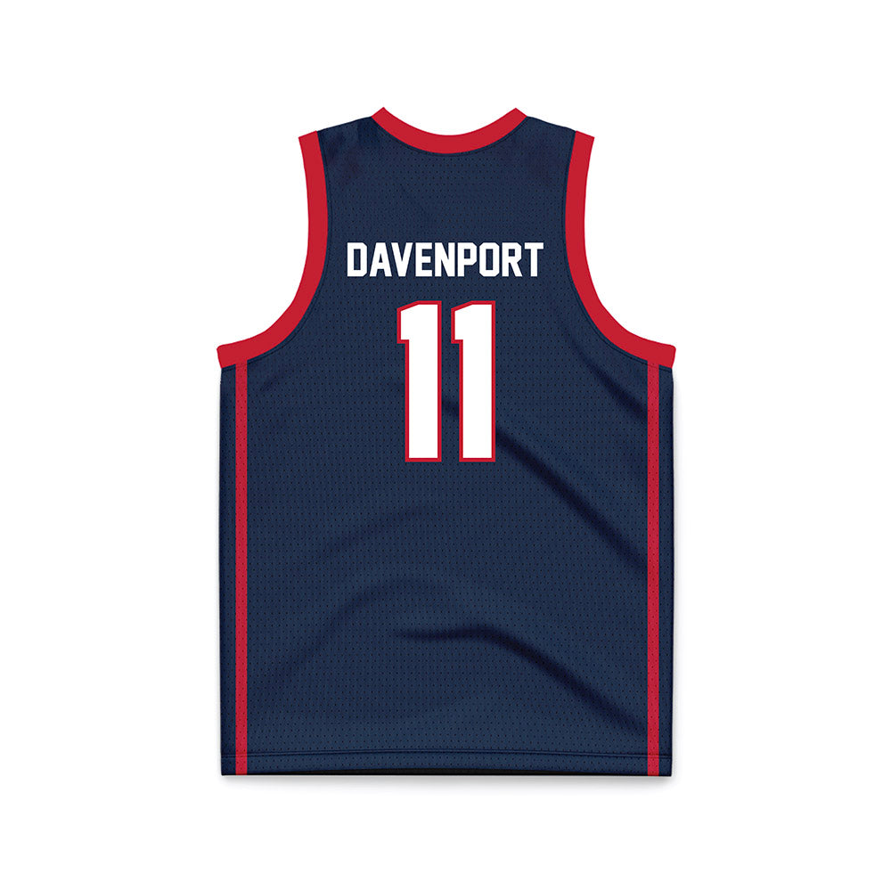 Samford - NCAA Men's Basketball : Cooper Davenport - Navy Basketball Jersey-1