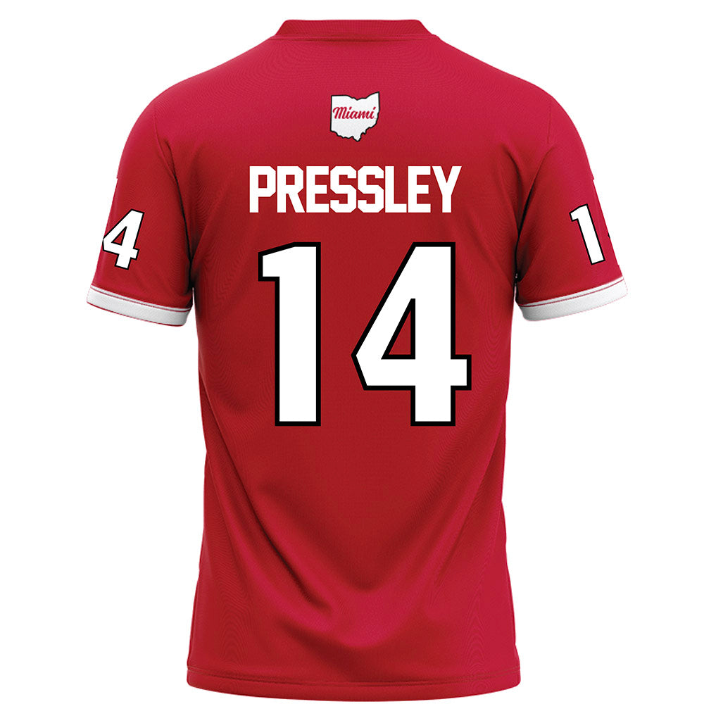 Miami of Ohio - NCAA Football : William Pressley - Red Football Jersey-1