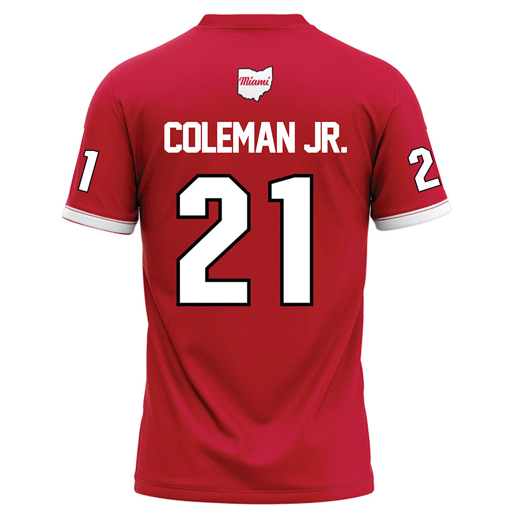 Miami of Ohio - NCAA Football : Toney Coleman Jr. - Red Football Jersey-1