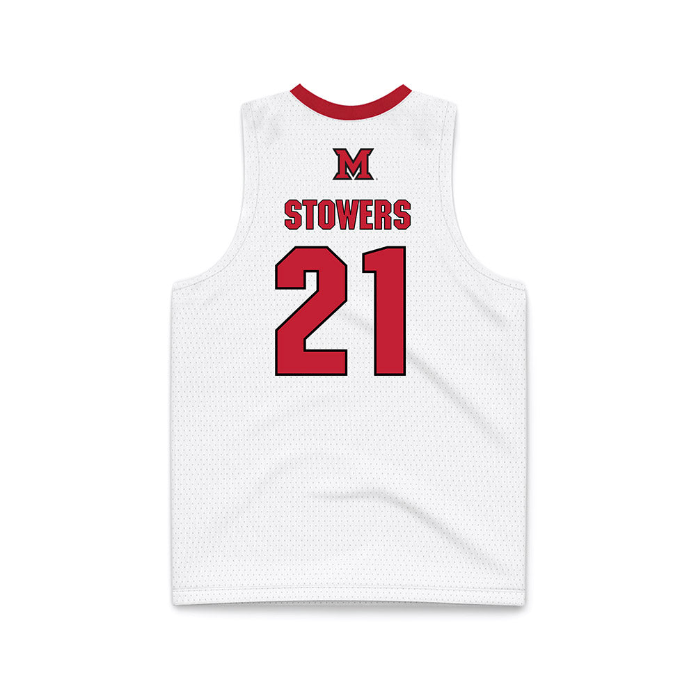 Miami of Ohio - NCAA Men's Basketball : Leshawn Stowers - White Basketball Jersey-1