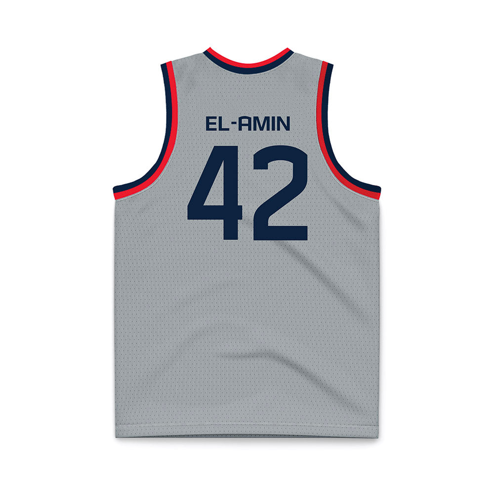 UConn - Men's Basketball Legends : Khalid El-Amin - Grey Basketball Jersey-1