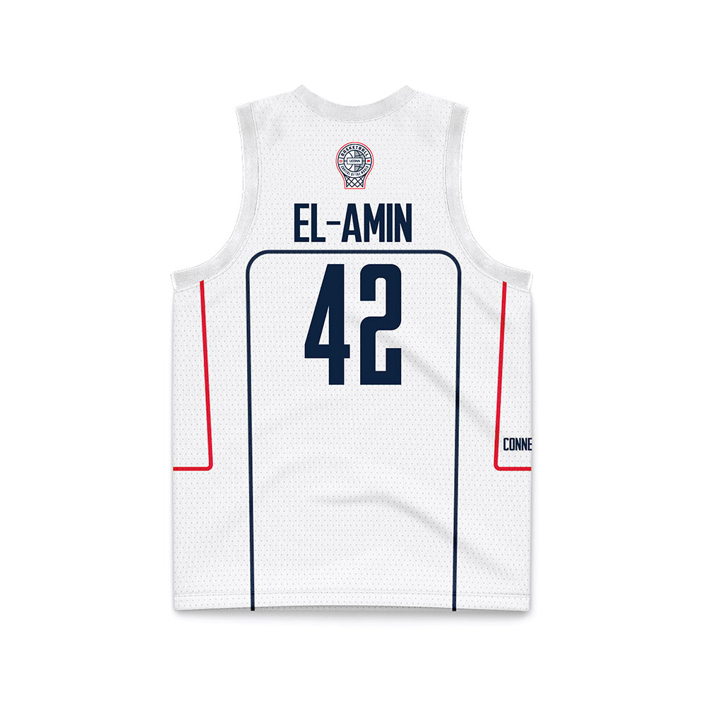 UConn - Men's Basketball Legends : Khalid El-Amin - White Basketball Jersey-1
