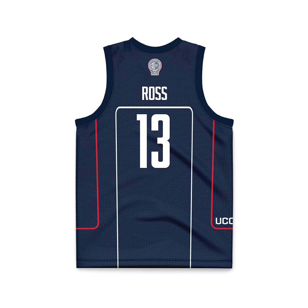 UConn - NCAA Men's Basketball : Jacob ROSS - Navy Basketball Jersey-1