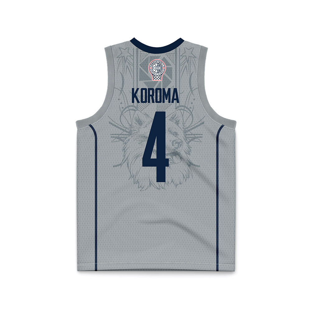 UConn - NCAA Men's Basketball : Dwayne Koroma - Grey Basketball Jersey-1
