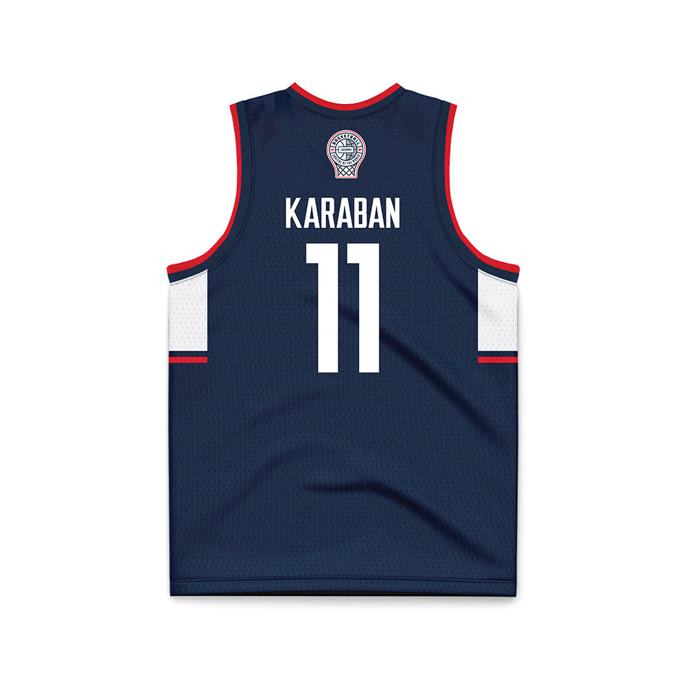 UConn - NCAA Men's Basketball : Alex Karaban - Navy Basketball Jersey-1