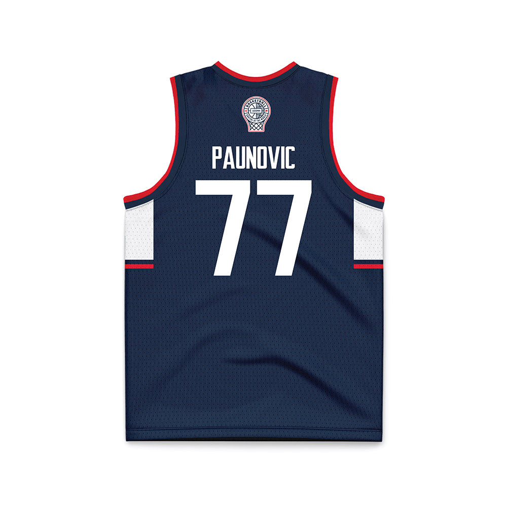 UConn - NCAA Men's Basketball : Uros Paunovic - Navy Basketball Jersey-1