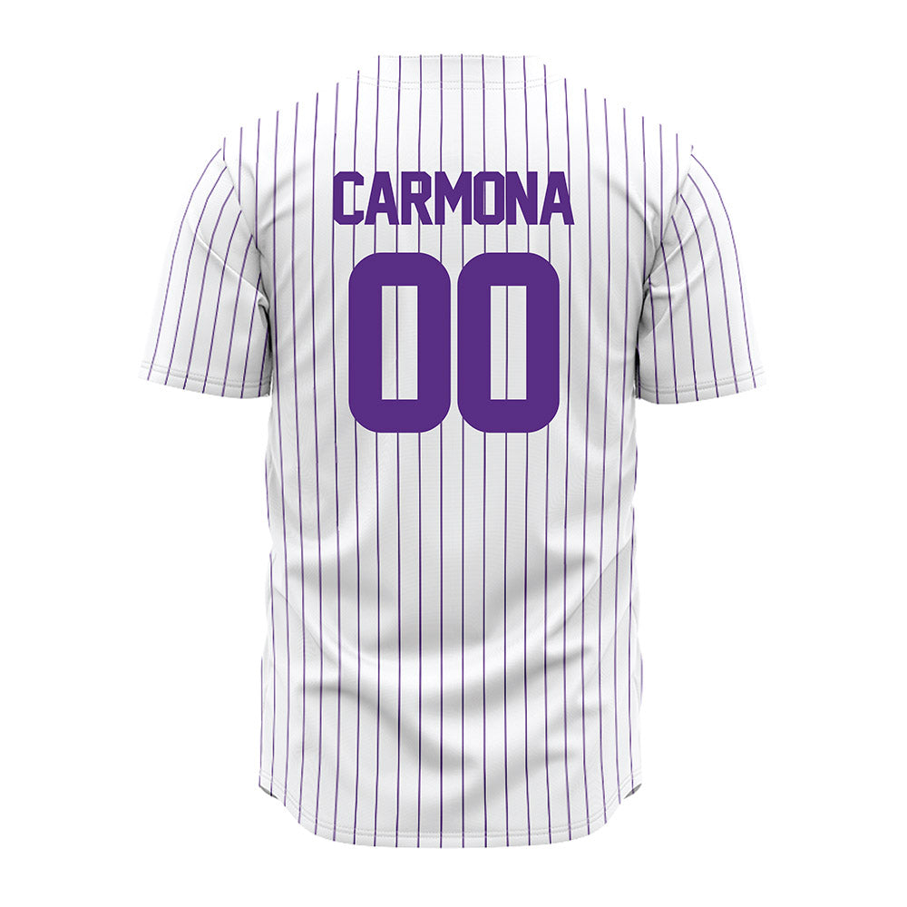North Alabama - NCAA Baseball : Carlos Carmona - White Pin Stripe Jersey-1