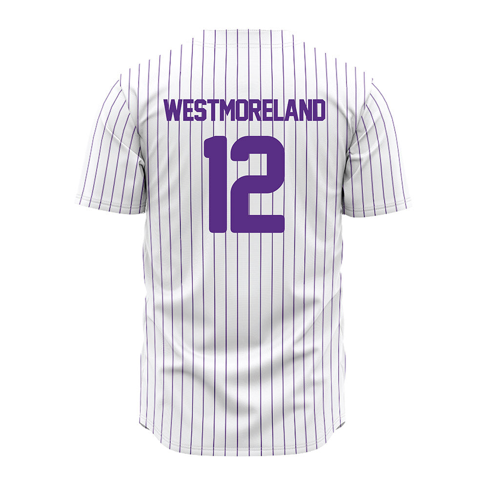 North Alabama - NCAA Baseball : Jackson Westmoreland - White Pin Stripe Jersey-1