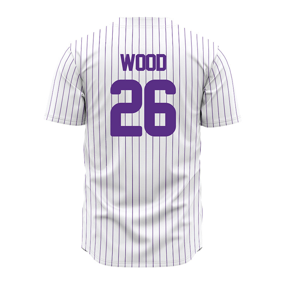 North Alabama - NCAA Baseball : John Austin Wood - White Pin Stripe Jersey-1