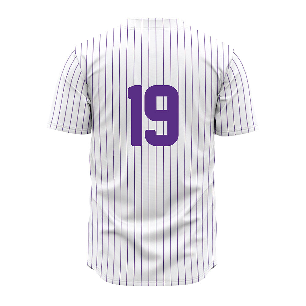 North Alabama - NCAA Baseball : Kelly Crumpton - White Pin Stripe Jersey-1