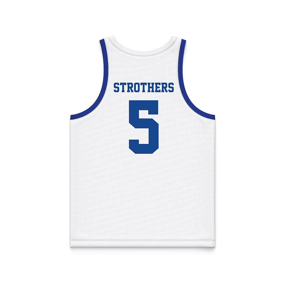 Hampton - NCAA Men's Basketball : Etienne Strothers - White Basketball Jersey-1