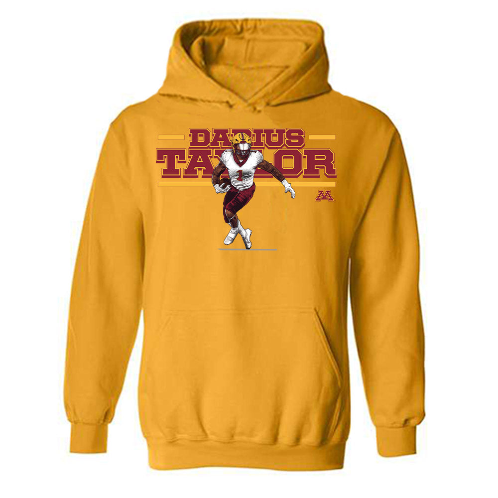 Minnesota - NCAA Football : Darius Taylor - Gold Individual Caricature Hooded Sweatshirt