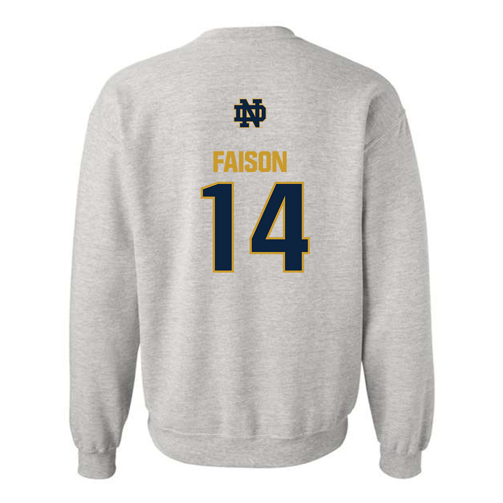 Notre Dame - NCAA Men's Lacrosse : Jordan Faison - Classic Fashion Shersey Crewneck Sweatshirt-1