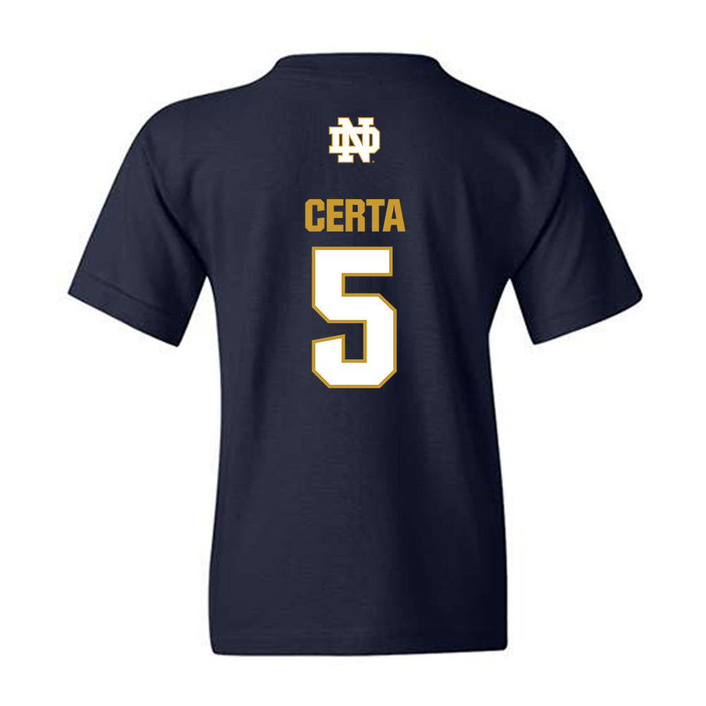 Notre Dame - NCAA Men's Basketball : Cole Certa - Classic Fashion Shersey Youth T-Shirt-1
