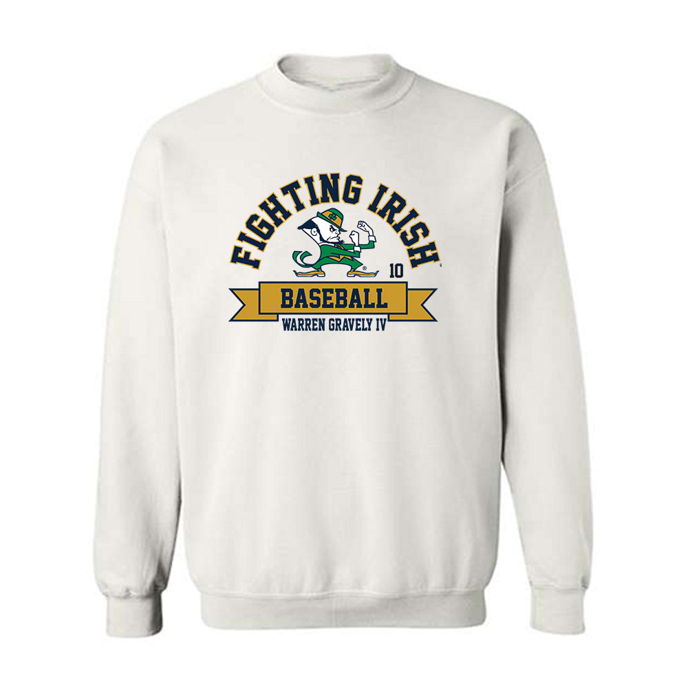 Notre Dame - NCAA Baseball : Warren Gravely IV - Classic Fashion Shersey Crewneck Sweatshirt-0