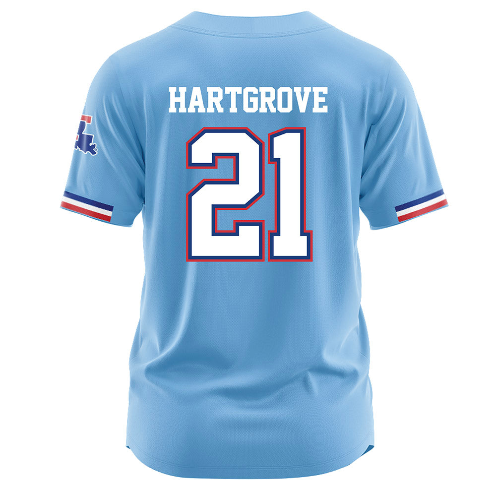 LA Tech - NCAA Baseball : Hudson Hartgrove - Light Blue Jersey-1