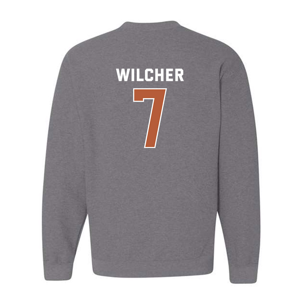 Texas - NCAA Men's Basketball : Simeon Wilcher - Sports Shersey Crewneck Sweatshirt-1