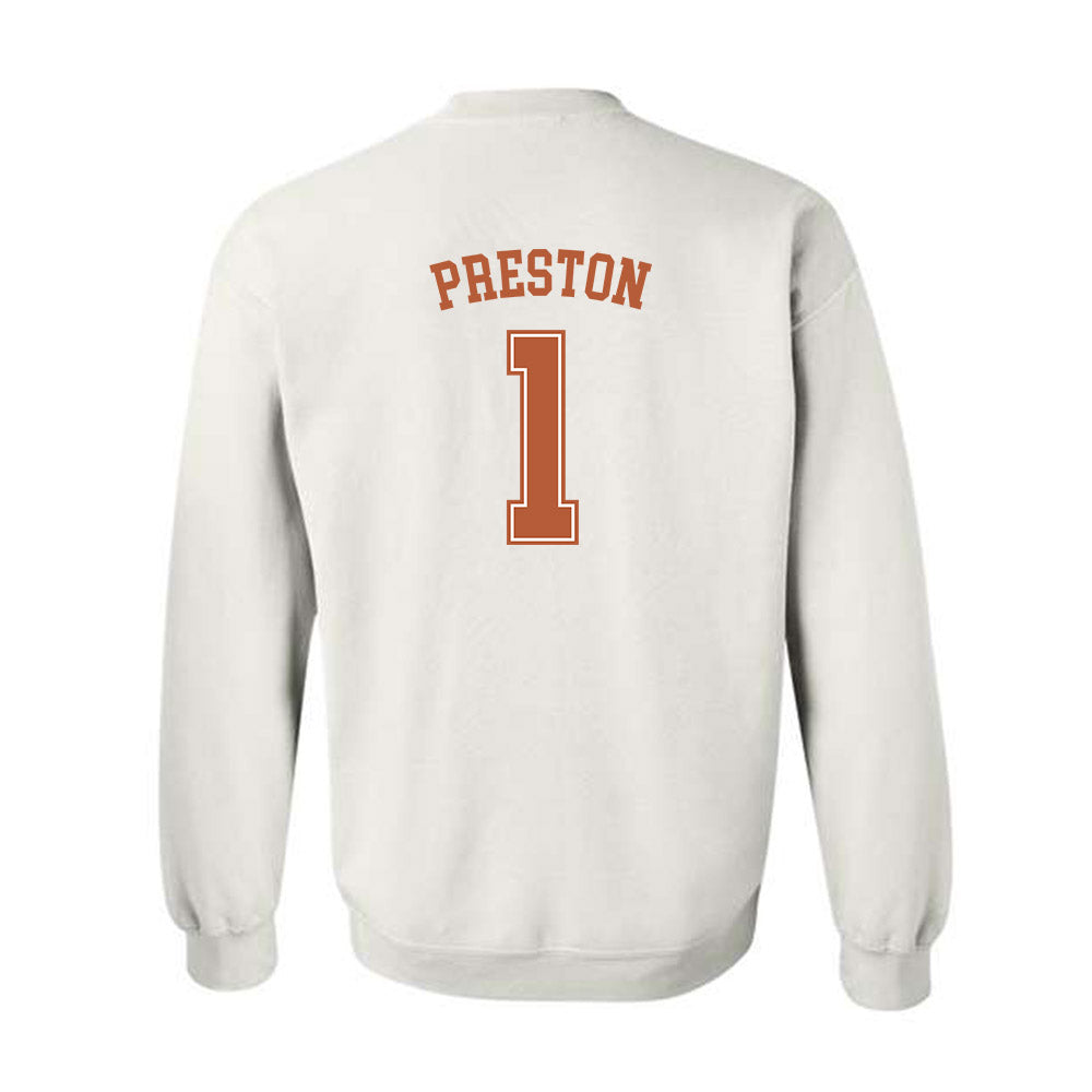 Texas - NCAA Women's Basketball : Bryanna Preston - Sports Shersey Crewneck Sweatshirt-1