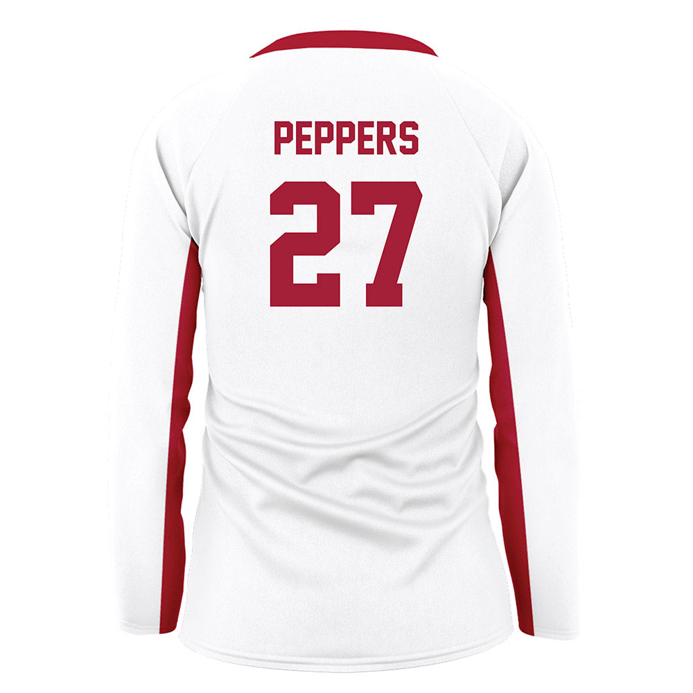 Arkansas - NCAA Women's Volleyball : Journey Peppers - White Volleyball Jersey-1