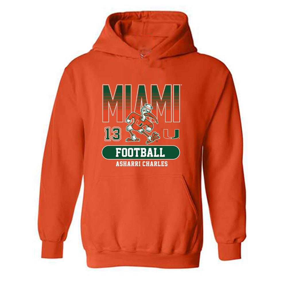 Miami - NCAA Football : Asharri Charles - Classic Fashion Shersey Hooded Sweatshirt-0