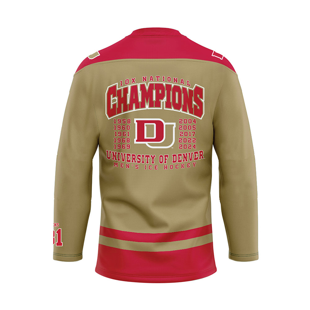 DU - NCAA Men's Ice Hockey : Johnny Hicks - Fashion Jersey Hockey Jersey-1