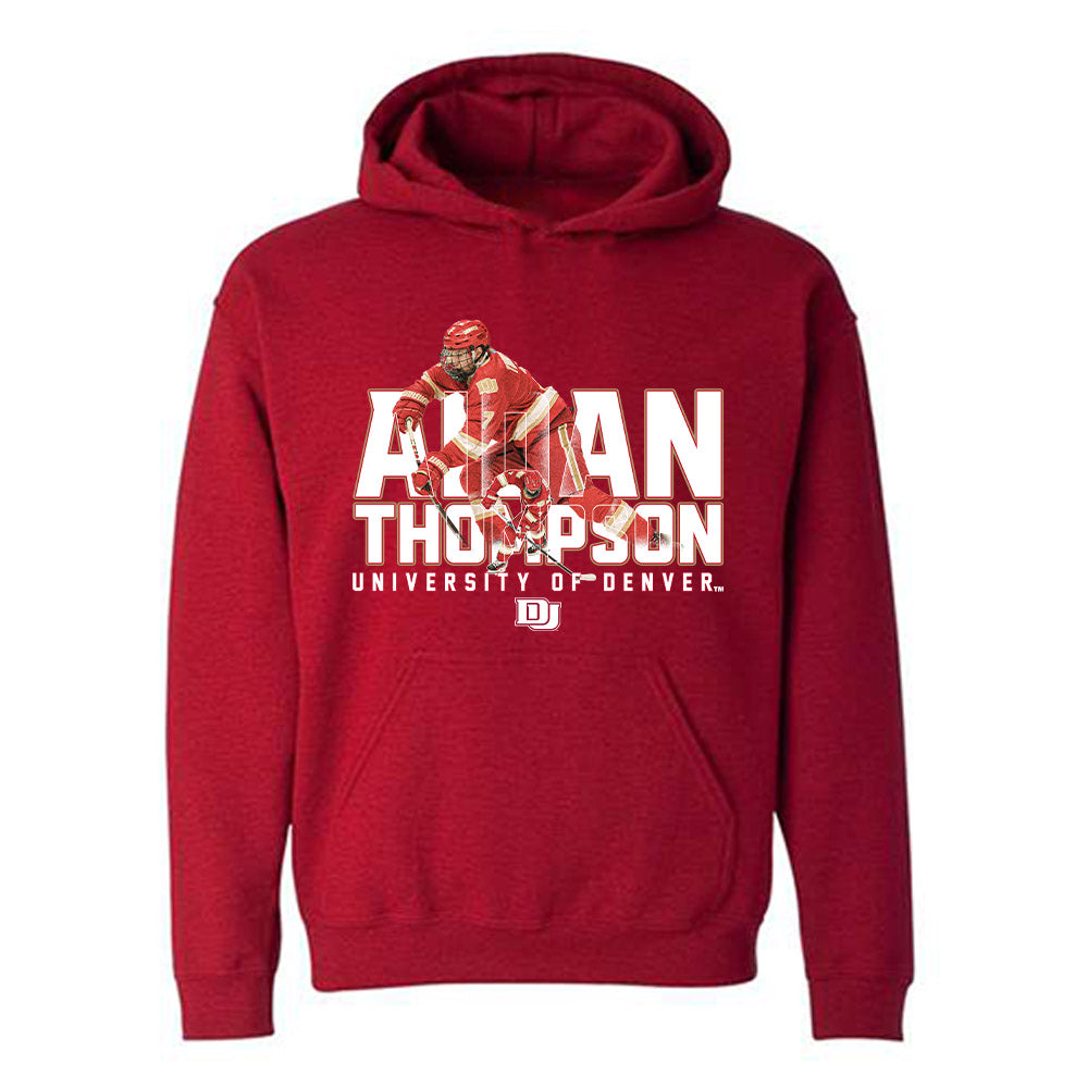 DU - NCAA Men's Ice Hockey : Aidan Thompson - Individual Caricature Hooded Sweatshirt