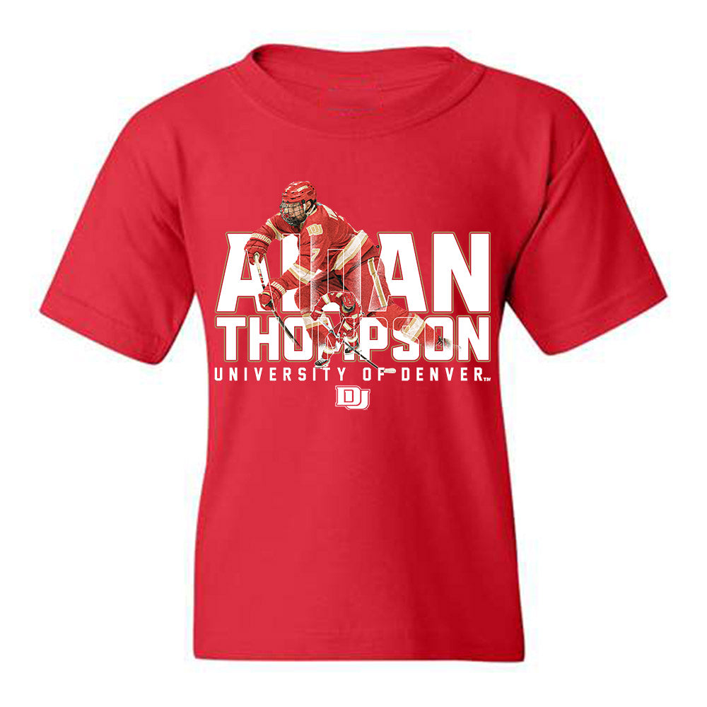 DU - NCAA Men's Ice Hockey : Aidan Thompson - Individual Caricature Youth T-Shirt