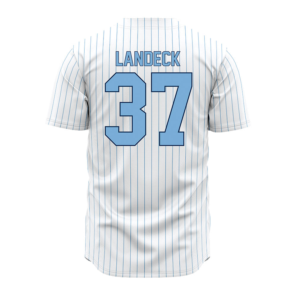 The Citadel - NCAA Baseball : Nathan Landeck - White Pinstripe Jersey-1